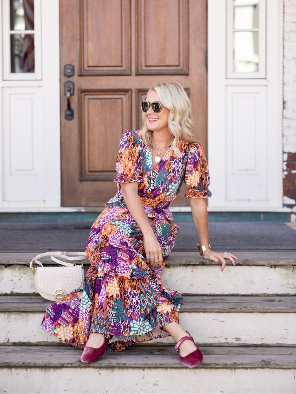 Avara Multicolor Printed Maxi Dress with Smocked Waist